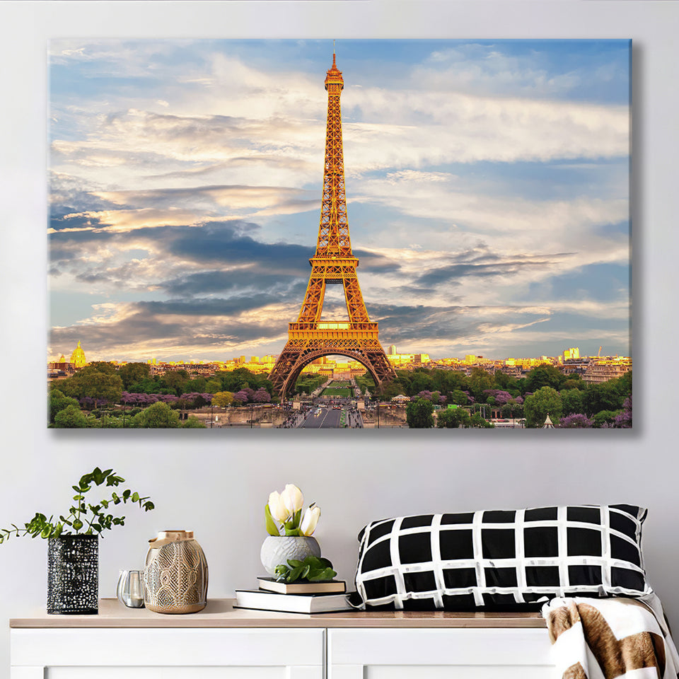 Famous Places Art Canvas, Eiffel Tower Paris Famous Cities Art  Canvas Prints Wall Art, Home Living Room Decor, Large Canvas