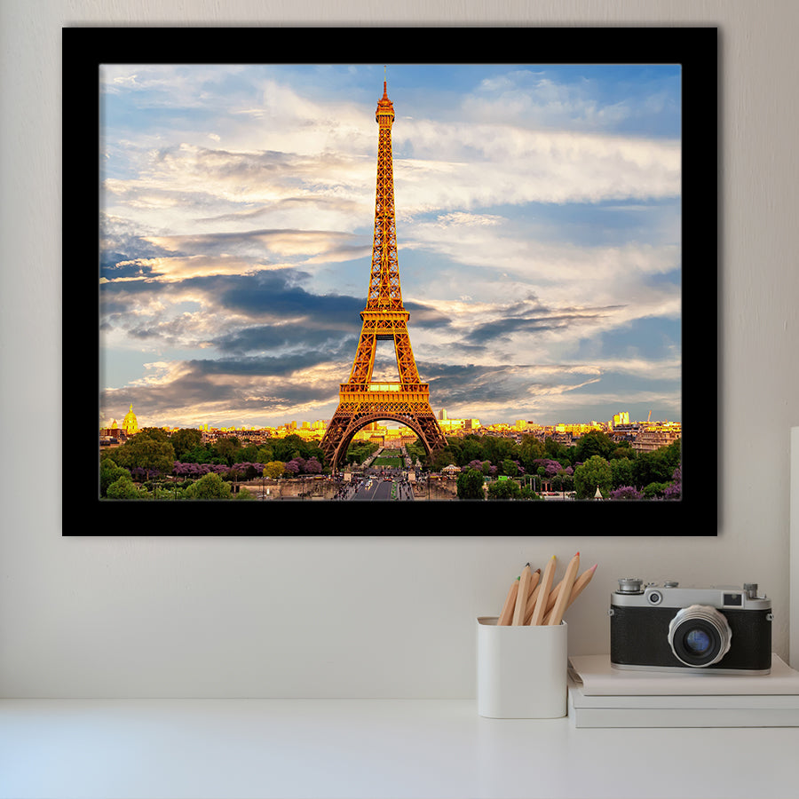 Famous Places Art Canvas, Eiffel Tower Paris Famous Cities Art  Framed Art Prints Wall Decor, Framed Picture, Large Art Prints