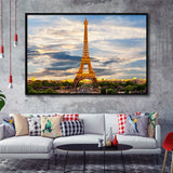 Famous Places Art Canvas, Eiffel Tower Paris Famous Cities Art  Framed Canvas Prints Wall Art, Floating Frame, Large Canvas