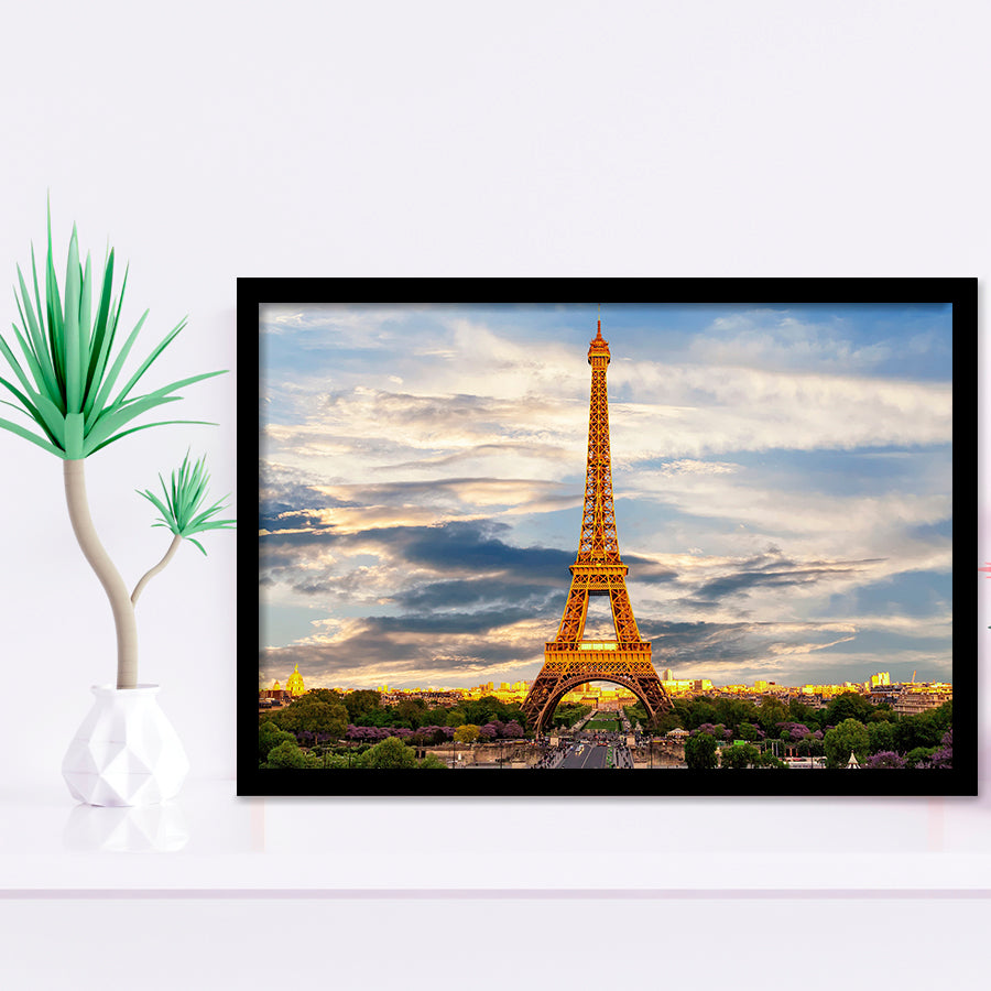 Famous Places Art Canvas, Eiffel Tower Paris Famous Cities Art  Framed Art Prints Wall Decor, Framed Picture, Large Art Prints