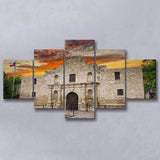 Famous Places Art Canvas The Alamo San Antonio Texas, 5 Piece Canvas Prints Wall Art Decor, Multi Panels,Mixed Canvas