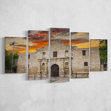Famous Places Art Canvas The Alamo San Antonio Texas, 5 Piece Canvas Prints Wall Art Decor, Multi Panels,Mixed Canvas