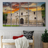 Famous Places Art Canvas The Alamo San Antonio Texas, 5 Piece Canvas Prints Wall Art Decor, Multi Panels
