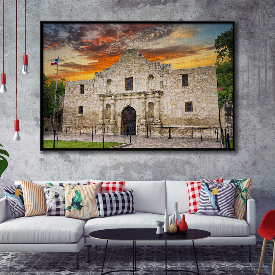 Famous Places Art Canvas The Alamo San Antonio Texas, Framed Canvas Prints Wall Art Decor, Framed Picture