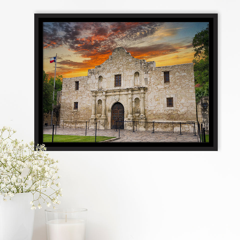 Famous Places Art Canvas The Alamo San Antonio Texas, Framed Canvas Prints Wall Art Decor, Framed Picture