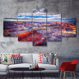 Famous View Of Grand Canyon  Arizona Usa 5 Pieces Canvas Prints Wall Art - Painting Canvas, Multi Panels, Wall Decor
