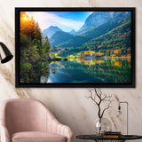 Fantastic autumn sunset of Hintersee Lake Germany Alps Framed Canvas Prints Wall Art - Painting Canvas, Wall Decor, Home Decor