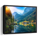 Fantastic autumn sunset of Hintersee Lake Germany Alps Framed Canvas Prints Wall Art - Painting Canvas, Wall Decor, Home Decor