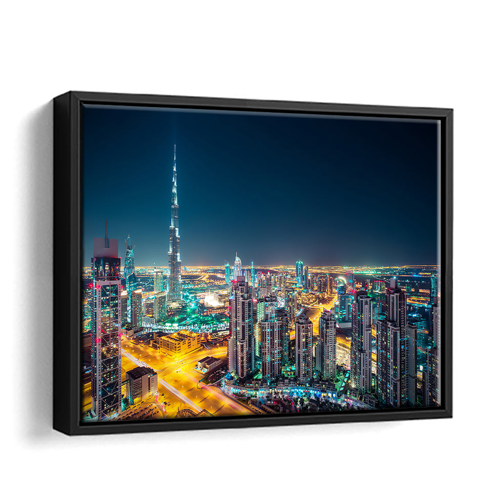 Fantastic Night Dubai Framed Canvas Wall Art - Framed Prints, Canvas Prints, Prints for Sale, Canvas Painting
