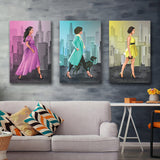 Fashionable Streets Canvas Set of 3 Piece Canvas Prints Wall Art Decor