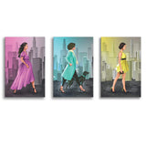 Fashionable Streets Canvas Set of 3 Piece Canvas Prints Wall Art Decor