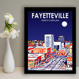 Fayetteville North Carolina Art Night Landscape, City Art Print, Framed Art Print Wall Art Home Decor, Framed Picture