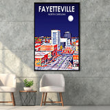 Fayetteville North Carolina Art Night Landscape, Large Canvas, Framed Canvas Print Wall Art Home Decor, Floating Frame