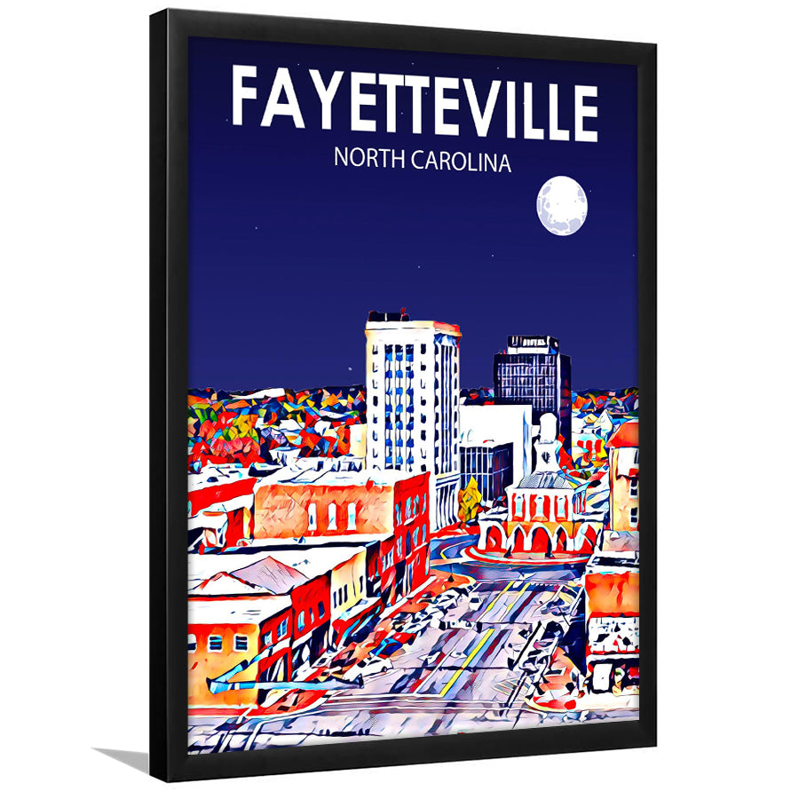 Fayetteville North Carolina Art Night Landscape, City Art Print, Framed Art Print Wall Art Home Decor, Framed Picture
