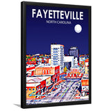 Fayetteville North Carolina Art Night Landscape, City Art Print, Framed Art Print Wall Art Home Decor, Framed Picture