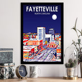 Fayetteville North Carolina Art Night Landscape, City Art Print, Framed Art Print Wall Art Home Decor, Framed Picture