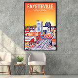 Fayetteville North Carolina Art Sunset Landscape, Large Canvas, Framed Canvas Print Wall Art Home Decor, Floating Frame