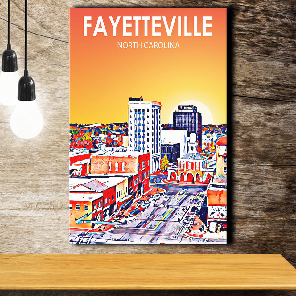 Fayetteville North Carolina Art Sunset Landscape ,City Art Print, Large Canvas, Canvas Print Wall Art Home Decor