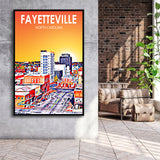 Fayetteville North Carolina Art Sunset Landscape, Large Canvas, Framed Canvas Print Wall Art Home Decor, Floating Frame