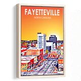 Fayetteville North Carolina Art Sunset Landscape, Large Canvas, Framed Canvas Print Wall Art Home Decor, Floating Frame