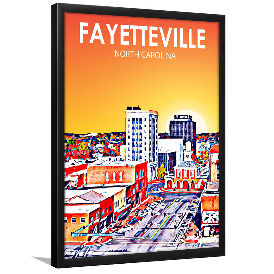 Fayetteville North Carolina Art Sunset Landscape, City Art Print, Framed Art Print Wall Art Home Decor, Framed Picture