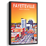 Fayetteville North Carolina Art Sunset Landscape, Large Canvas, Framed Canvas Print Wall Art Home Decor, Floating Frame
