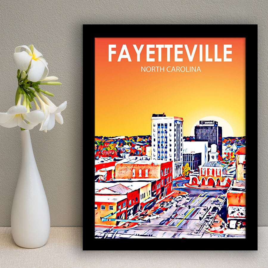 Fayetteville North Carolina Art Sunset Landscape, City Art Print, Framed Art Print Wall Art Home Decor, Framed Picture