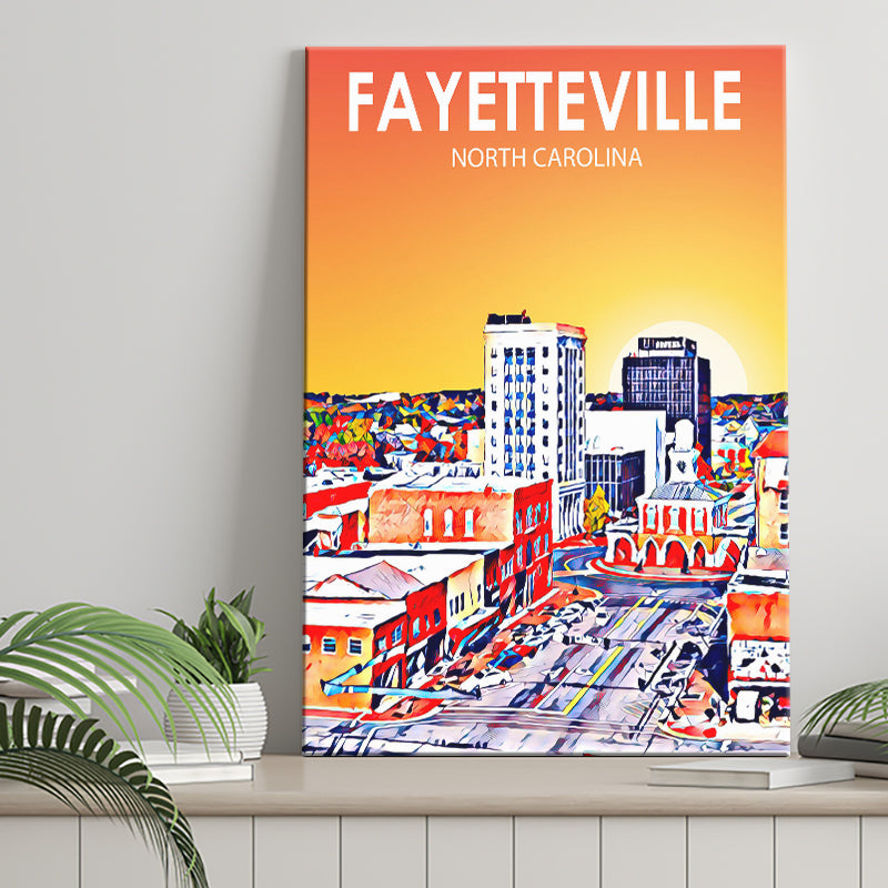 Fayetteville North Carolina Art Sunset Landscape ,City Art Print, Large Canvas, Canvas Print Wall Art Home Decor