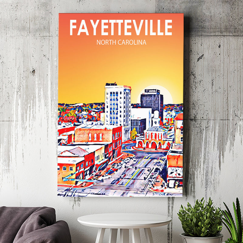 Fayetteville North Carolina Art Sunset Landscape ,City Art Print, Large Canvas, Canvas Print Wall Art Home Decor
