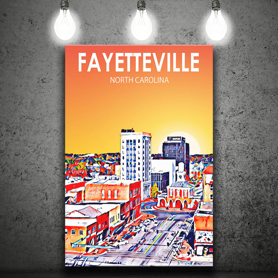 Fayetteville North Carolina Art Sunset Landscape ,City Art Print, Large Canvas, Canvas Print Wall Art Home Decor