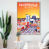 Fayetteville North Carolina Art Sunset Landscape, Large Canvas, Framed Canvas Print Wall Art Home Decor, Floating Frame