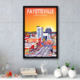 Fayetteville North Carolina Art Sunset Landscape, Large Canvas, Framed Canvas Print Wall Art Home Decor, Floating Frame