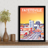 Fayetteville North Carolina Art Sunset Landscape, Large Canvas, Framed Canvas Print Wall Art Home Decor, Floating Frame