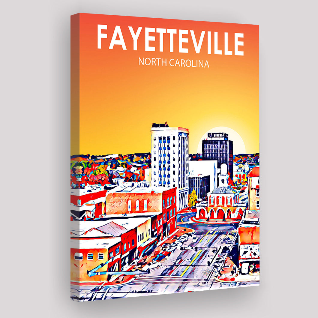 Fayetteville North Carolina Art Sunset Landscape ,City Art Print, Large Canvas, Canvas Print Wall Art Home Decor