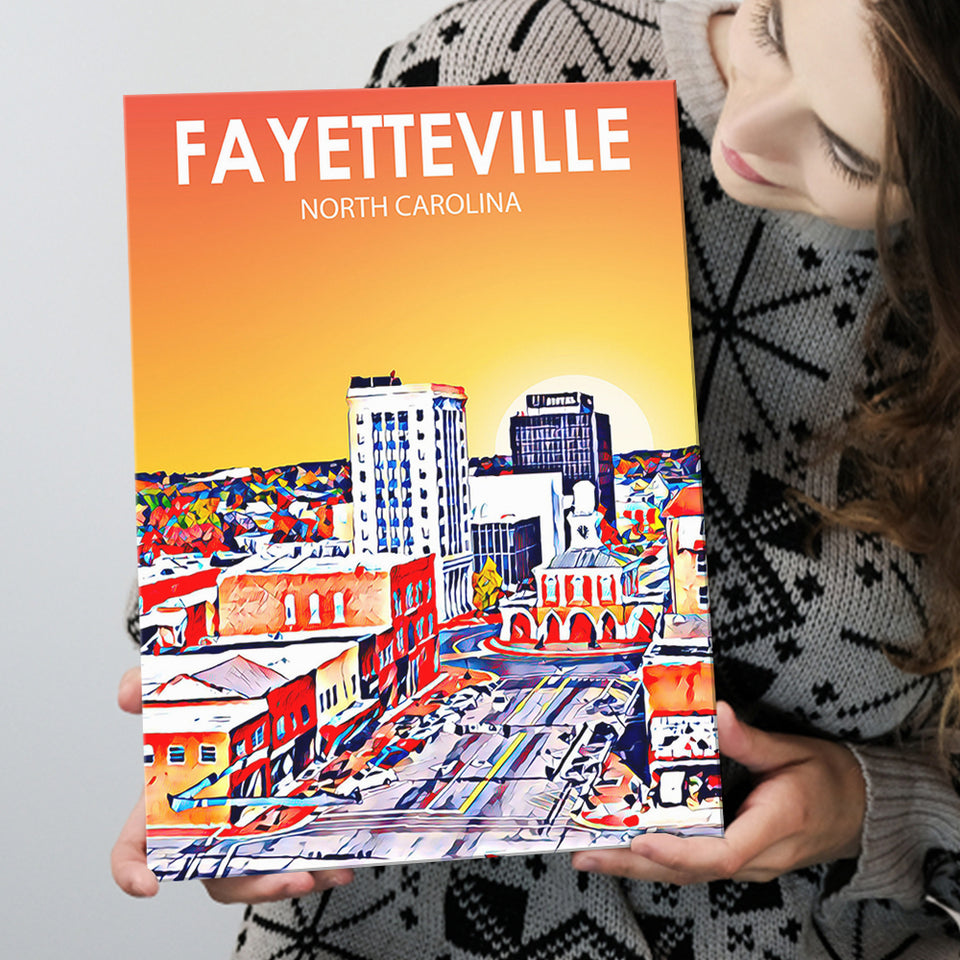 Fayetteville North Carolina Art Sunset Landscape ,City Art Print, Large Canvas, Canvas Print Wall Art Home Decor