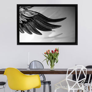 Feathers Closeup Back And White Framed Canvas Wall Art - Canvas Prints, Framed Art, Prints for Sale, Canvas Painting