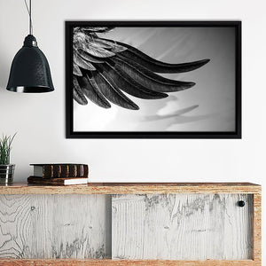 Feathers Closeup Back And White Framed Canvas Wall Art - Canvas Prints, Framed Art, Prints for Sale, Canvas Painting