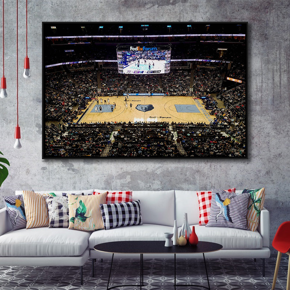 FedEx Forum Stadium Framed Canvas Prints Memphis Grizzlies Wall Art Basketball,Sport Stadium Art Prints, Fan Gift