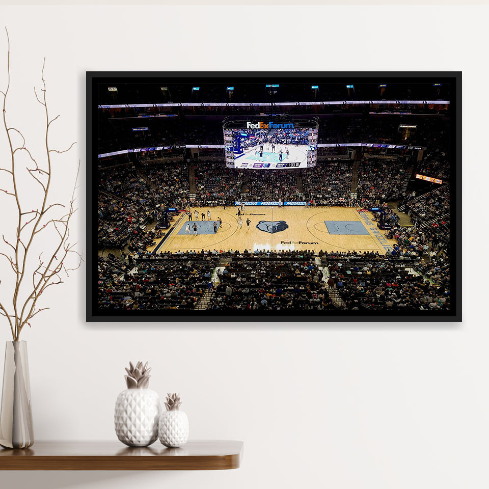 FedEx Forum Stadium Framed Canvas Prints Memphis Grizzlies Wall Art Basketball,Sport Stadium Art Prints, Fan Gift