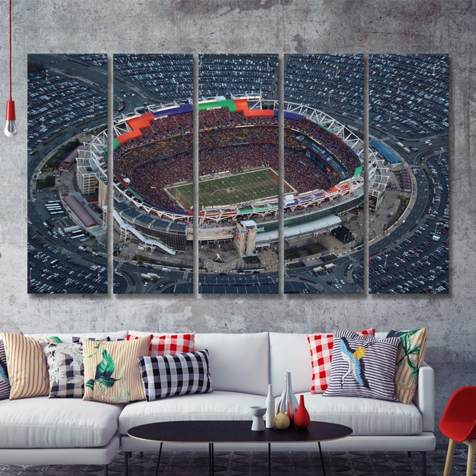 Fedex Field Aerial View 5 Pieces B Canvas Prints Wall Art - Painting Canvas, Multi Panels,5 Panel, Wall Decor
