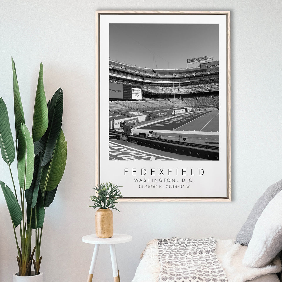 Fedexfield Washington Football Team Football Lovers Black And White Framed Canvas Prints Wall Art Home Decor, Floating Frame