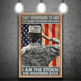 Female Veteran I Am The Storm Matte Canvas Vintage Canvas Prints Wall Art - Painting Canvas, Wall Decor, For Sale, Home Decor