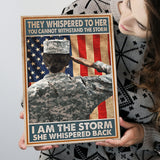 Female Veteran I Am The Storm Matte Canvas Vintage Canvas Prints Wall Art - Painting Canvas, Wall Decor, For Sale, Home Decor