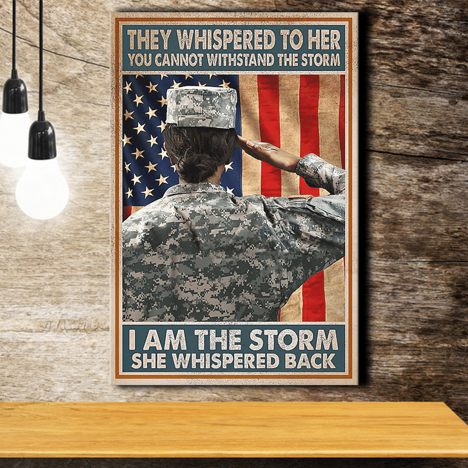 Female Veteran I Am The Storm Matte Canvas Vintage Canvas Prints Wall Art - Painting Canvas, Wall Decor, For Sale, Home Decor