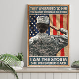Female Veteran I Am The Storm Matte Canvas Vintage Canvas Prints Wall Art - Painting Canvas, Wall Decor, For Sale, Home Decor