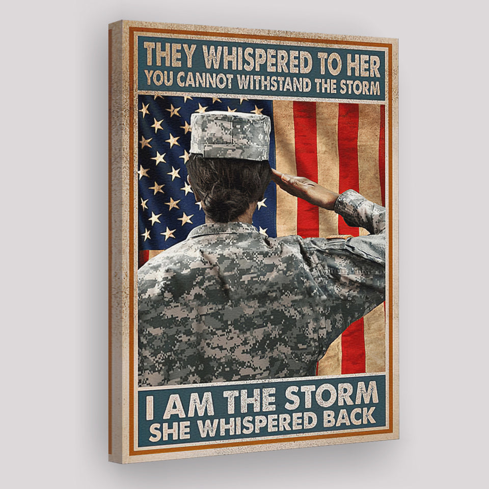 Female Veteran I Am The Storm Matte Canvas Vintage Canvas Prints Wall Art - Painting Canvas, Wall Decor, For Sale, Home Decor