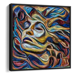 Canvas Wall Art | Female Portrait Rendered In Abstract Painting I - Framed Canvas, Canvas Prints, Painting Canvas