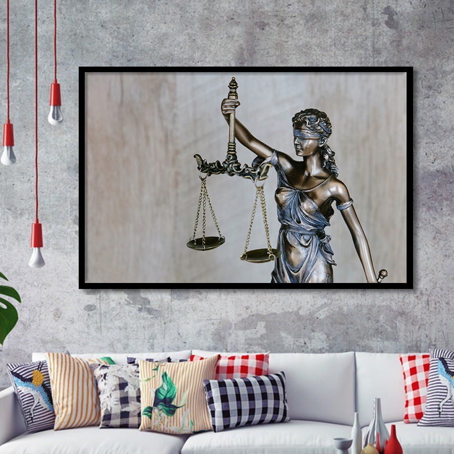 Femida Gift for Lawyer Office Decor Framed Art Prints Wall Art Decor,Black Frame, Ready to hang