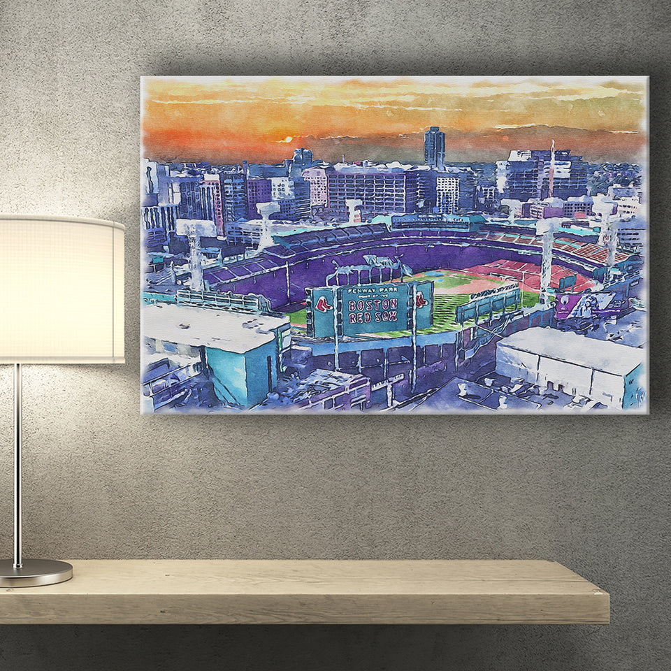 Fenway Park Boston Watercolor, Sport Art Prints Fan Gift, Canvas Prints Wall Art Decor