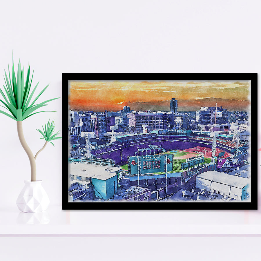 Fenway Park Boston Watercolor, Sport Prints Fan Gift, Framed Art Prints Wall Art Decor